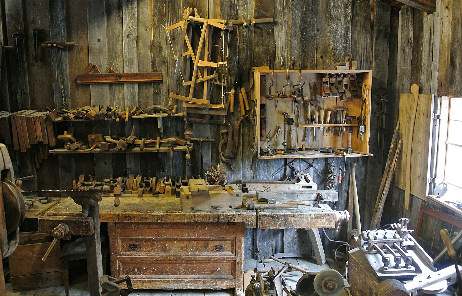 Welcoming carpentry workshop interior with timber samples