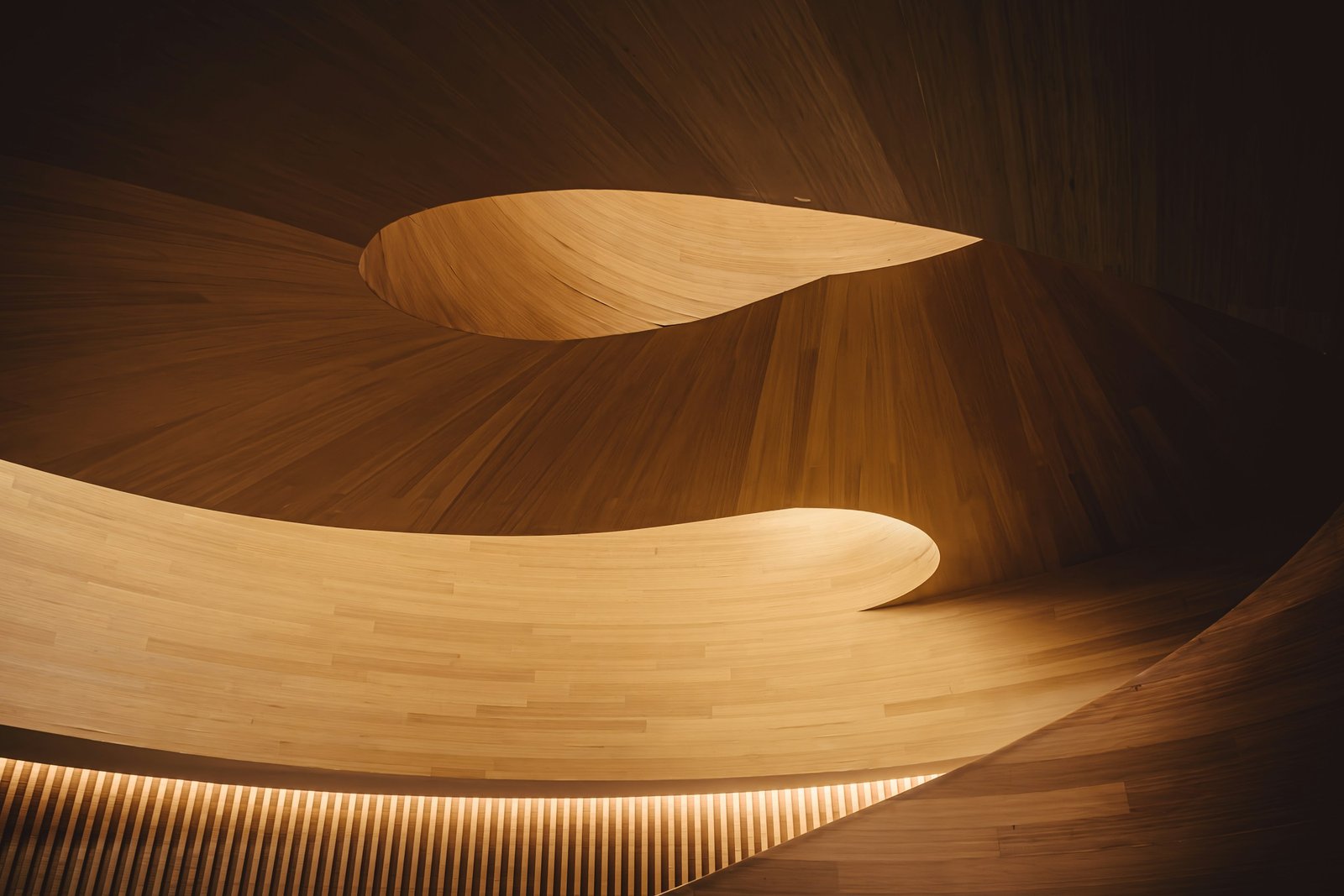 Dramatic architectural interior of a bespoke fitted living space